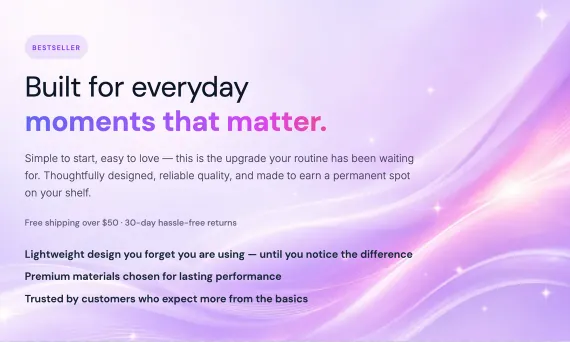 Aura product description template — modern minimal, soft aurora gradient